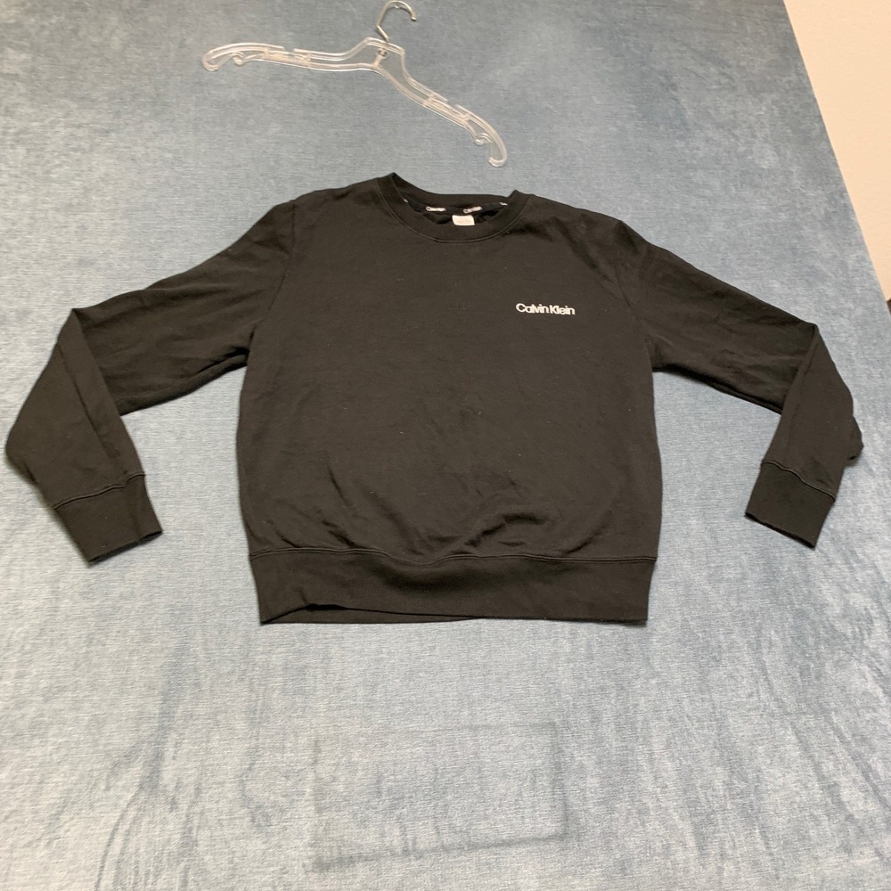 Calvin Klein Sleepwear Sweatshirt Mens Medium Black Fleece Lined Cozy Crew Neck